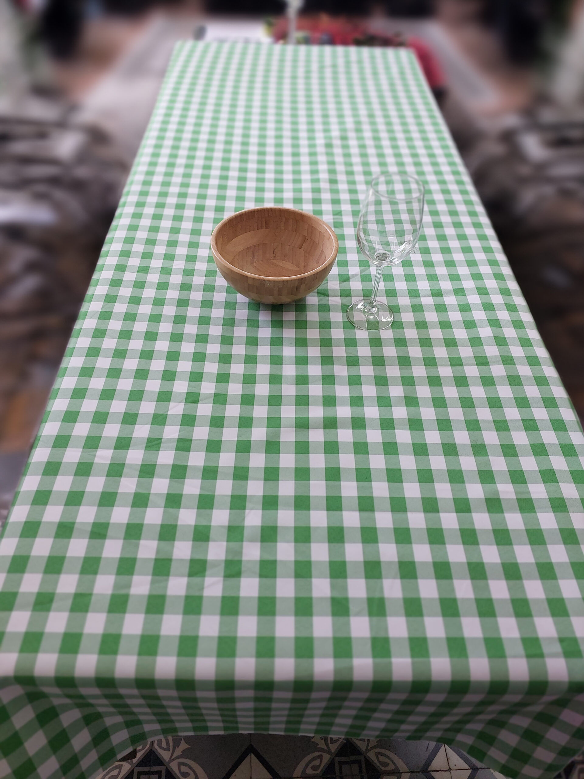  מפת שולחן - משובץ ירוק לבן 2