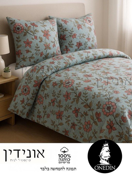 סט מצעים 100 כותנה - ורדי